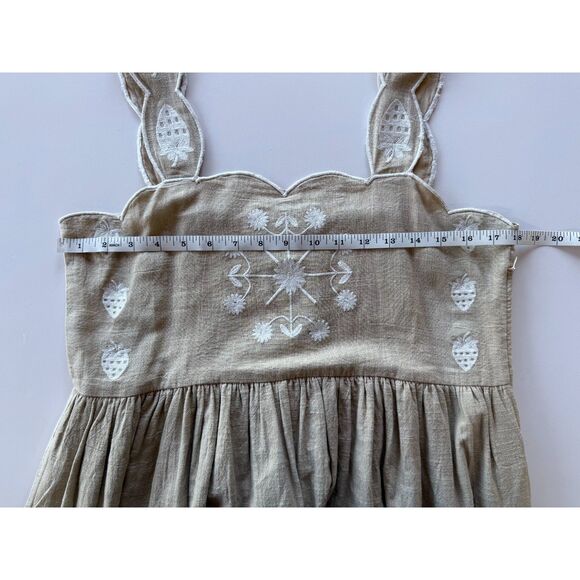NWT Isla Payal Taormina Strawberry Beige & White Embroidered Cotton Maxi Dress S - Picture 10 of 12